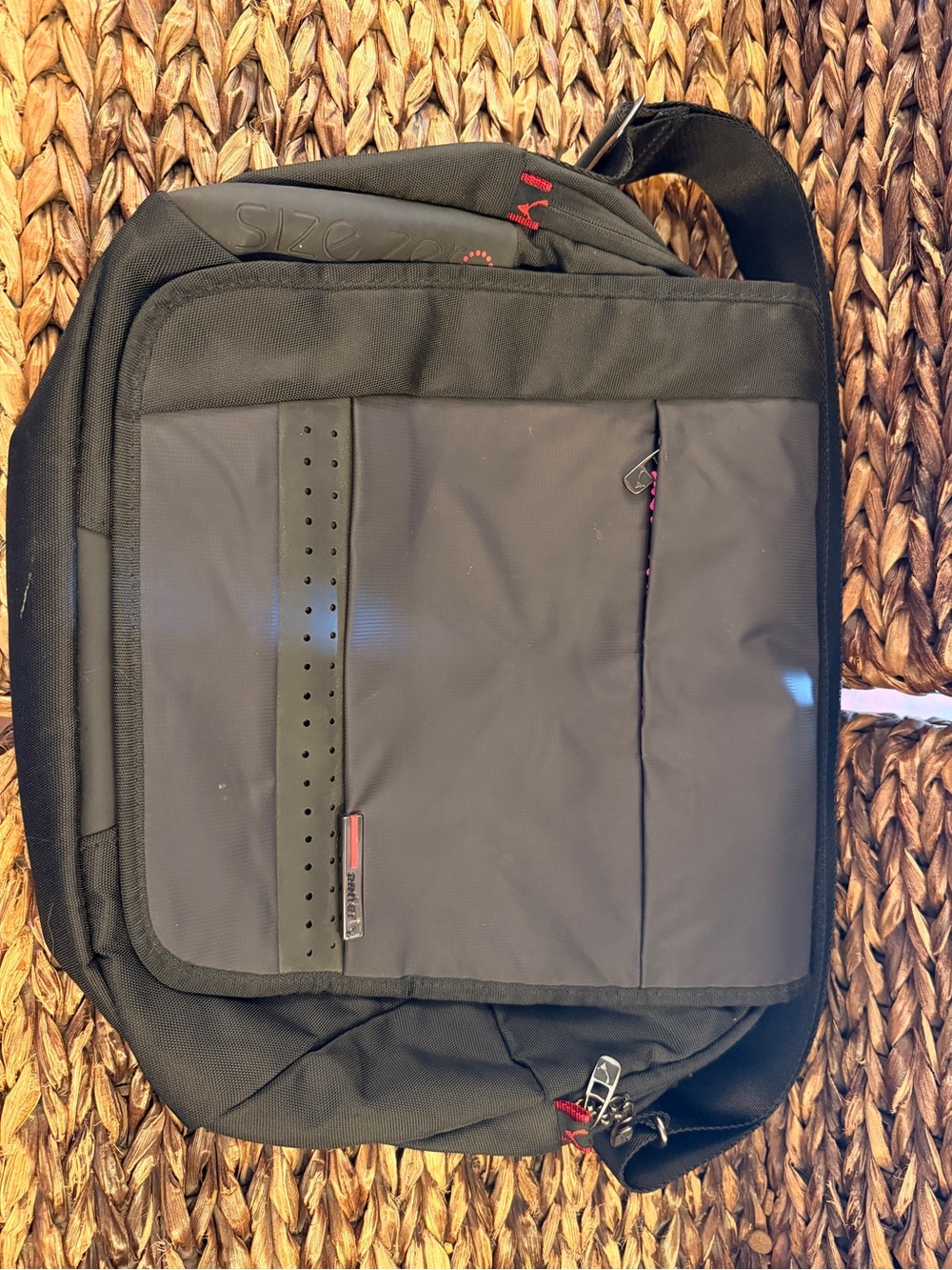 Slim Black Laptop Messenger Bag. Antler Size Zero brand